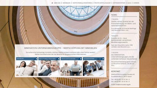 Screenshot Website IMMOVATION AG - Relaunch 2016