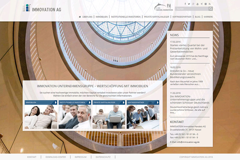 Screenshot Website IMMOVATION AG - Relaunch 2016