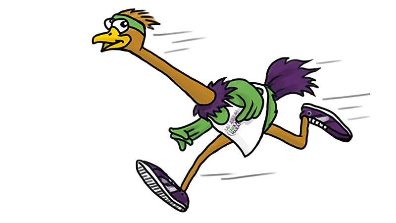 Illustration: EAM Kassel Marathon Maskottchen Emu "Winnie"